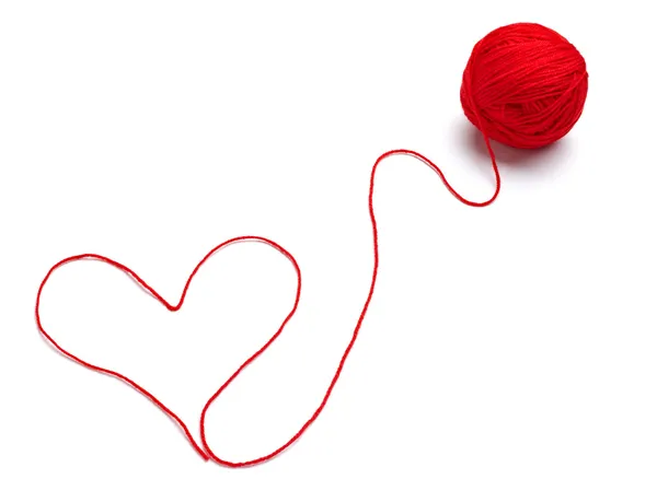 Laine tricot coeur forme amour — Photo