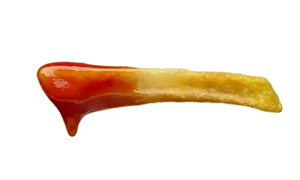 Papas fritas y salsa de tomate comida rápida poco saludable —  Fotos de Stock