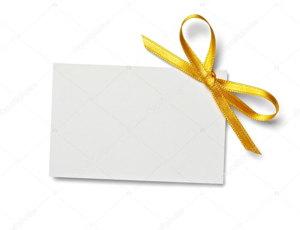 greeting card with ribbon note