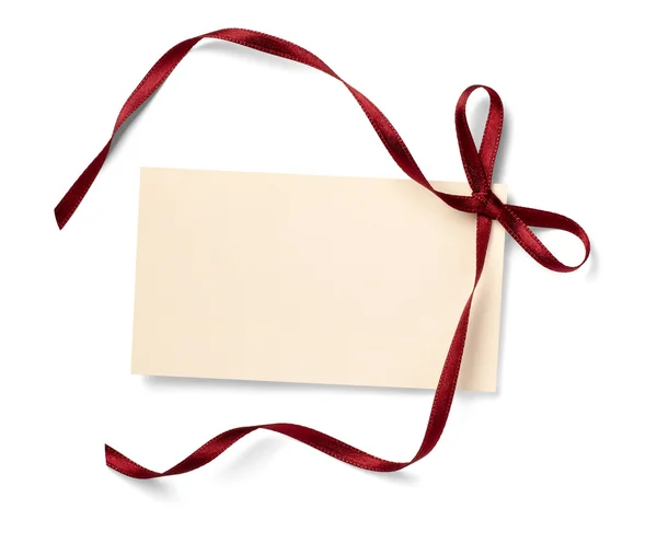 Cartão de saudação com nota de fita natal — Fotografia de Stock