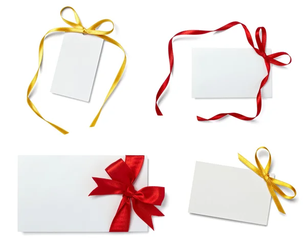 Greeting card with ribbon note — Stock Photo, Image