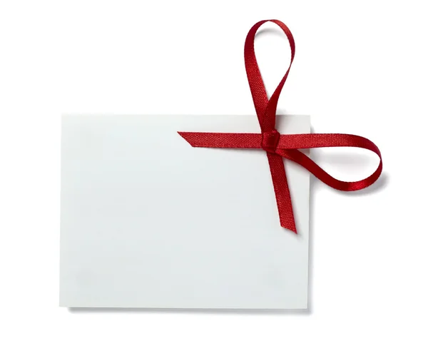 Red ribbon card note — Stock Photo, Image