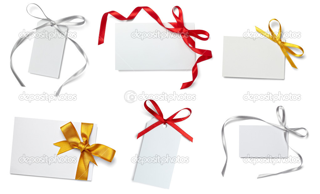 greeting card with ribbon note