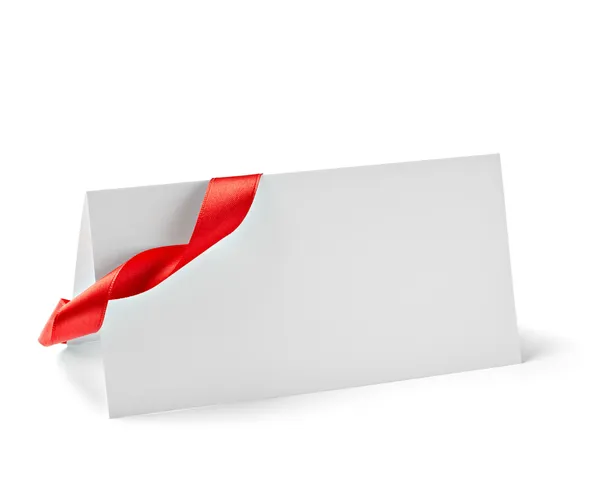 Greeting card with ribbon note christmas — Stock Photo, Image