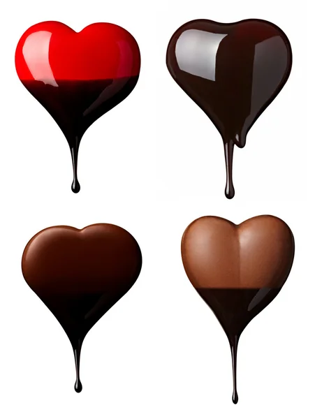Chocolate heart love dessert pieces sweet food — Stock Photo, Image
