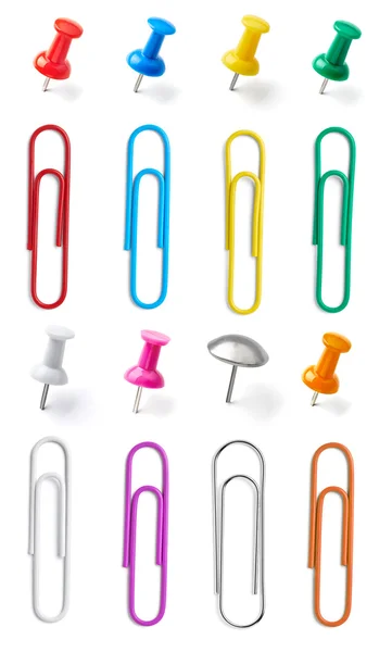 Push pin thumbtack paper clip office business — Stock Photo, Image