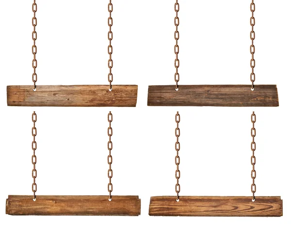 Panneau en bois avec chaîne suspendue message de fond — Photo