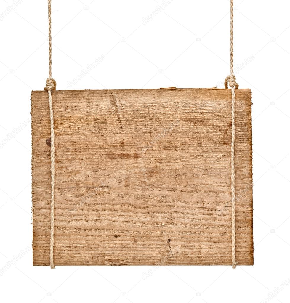 wooden sign background message rope hanging