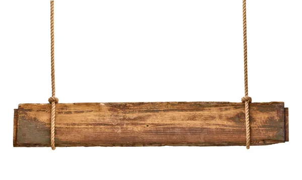 Señal de madera mensaje de fondo cuerda colgando —  Fotos de Stock