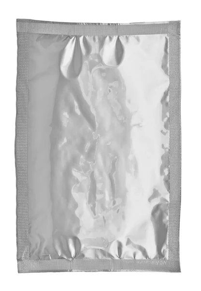 Ασημένιο αλουμινίου τσάντα συσκευασίας τροφίμων πρότυπο — Φωτογραφία Αρχείου