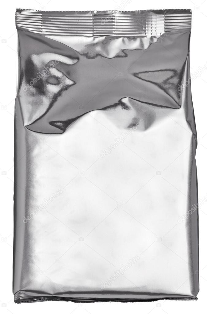 silver aluminum bag package food template