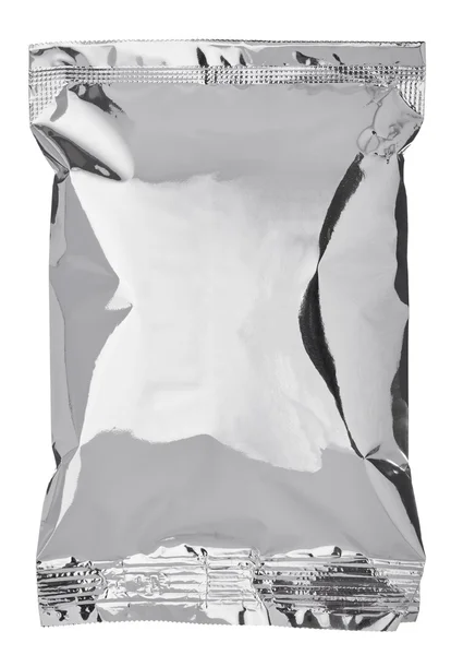 Argent aluminium sac paquet modèle alimentaire — Photo