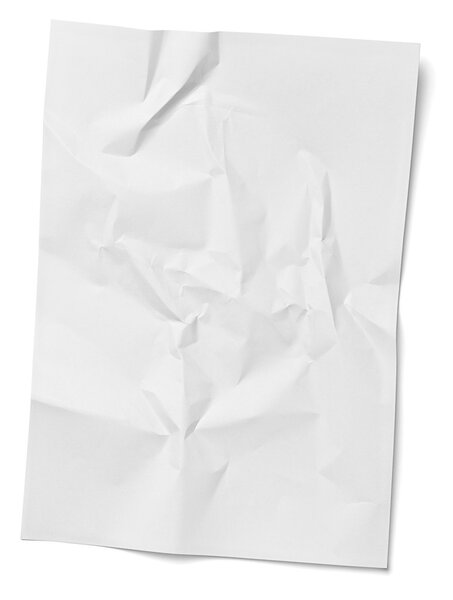 white crumpled unfolded note paper office business