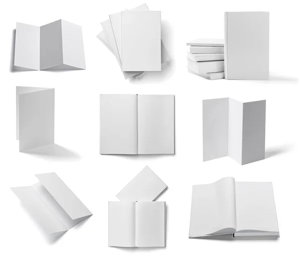 リーフレット教科書の白空白の紙テンプレート予約ノートブック — ストック写真