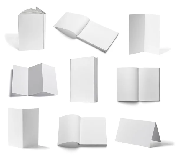 Caderno de panfleto livro de texto branco livro modelo de papel em branco — Fotografia de Stock