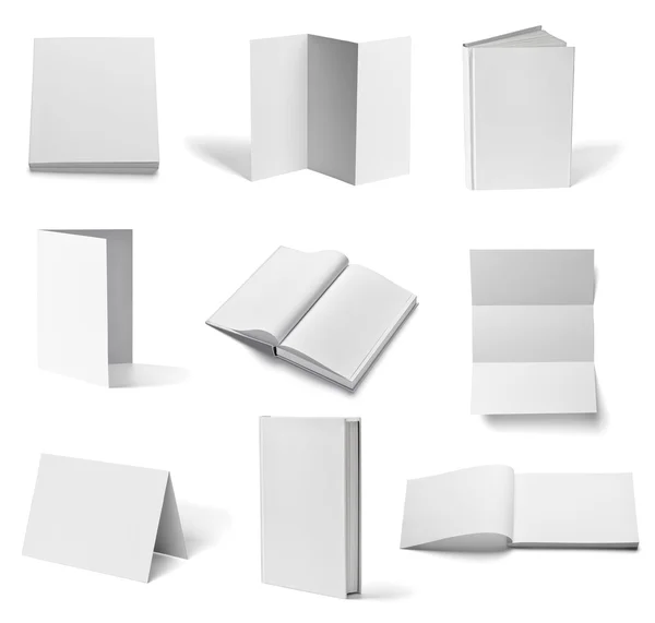 Caderno de panfleto livro de texto branco livro modelo de papel em branco — Fotografia de Stock