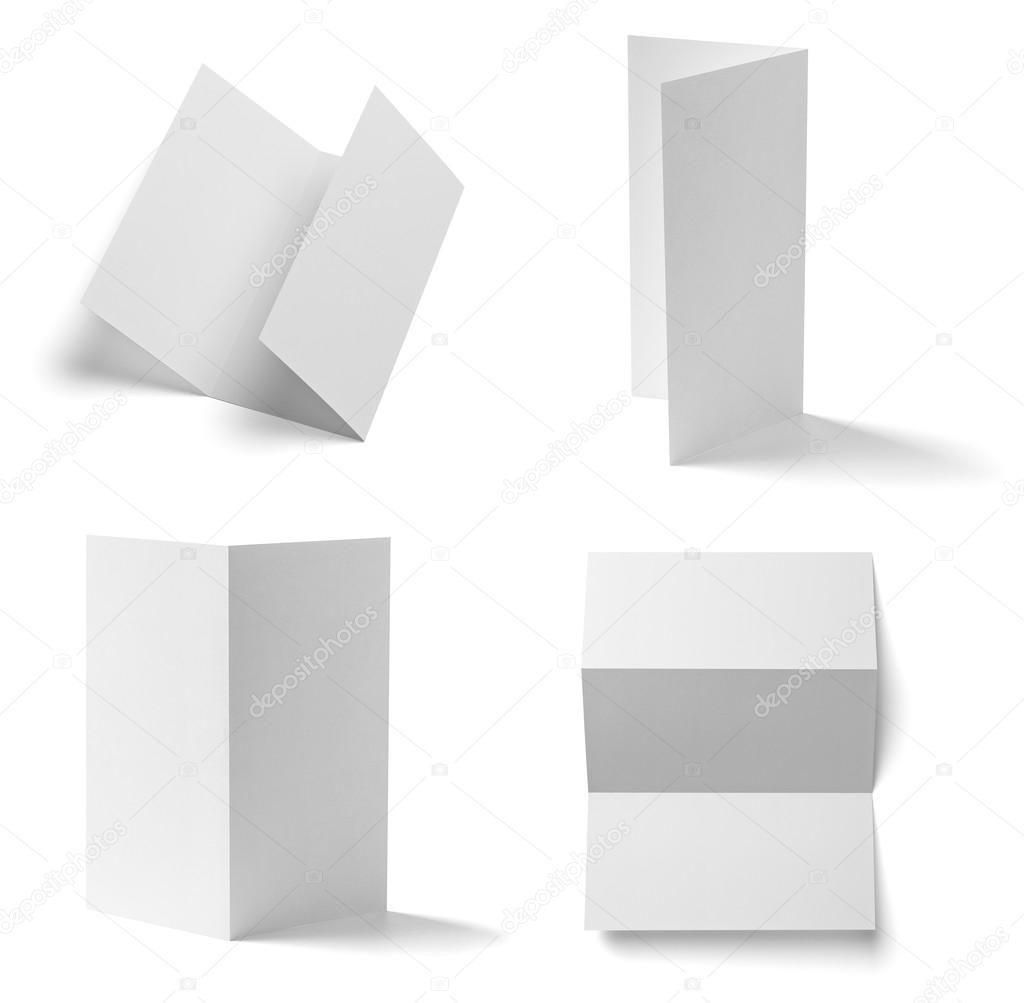 Folded leaflet white blank paper template book