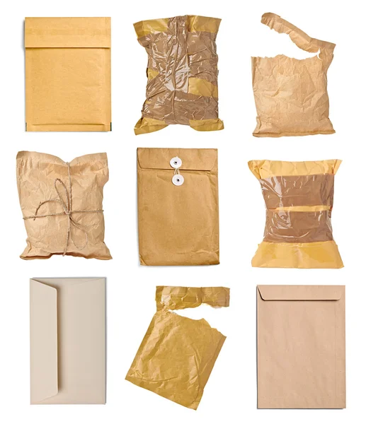 Brevlåda paketet kuvert används öppna post- — Stockfoto