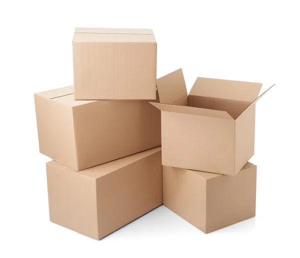 Caixa de papelão pacote de transporte em movimento entrega — Fotografia de Stock