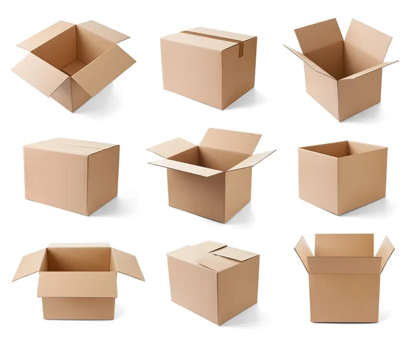Caja de cartón paquete de transporte en movimiento entrega —  Fotos de Stock