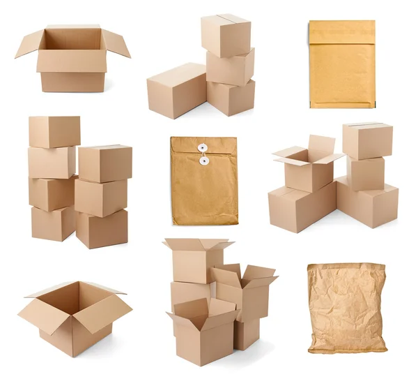 Cardboard box package moving transportation delivery — Stock Photo, Image