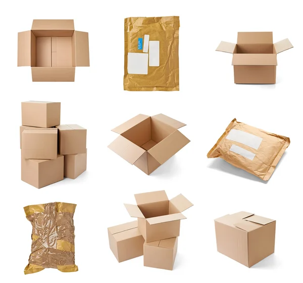 Boîte en carton paquet déménagement transport livraison — Photo