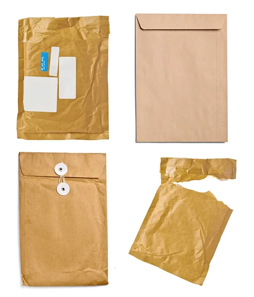 Caja del sobre del paquete del correo utilizado postal abierto — Foto de Stock