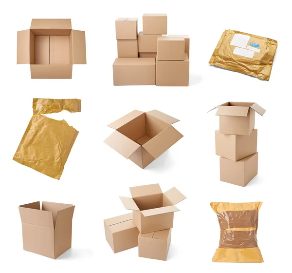 Cardboard box package moving transportation delivery — Stock Photo, Image