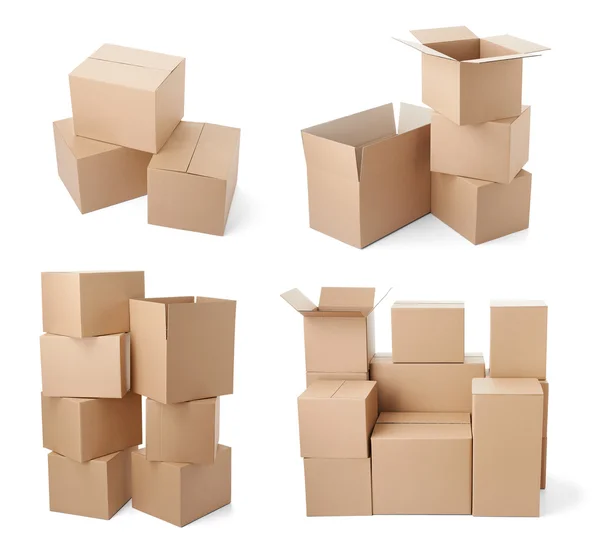 Kartong paketet flytta transport leverans — Stockfoto