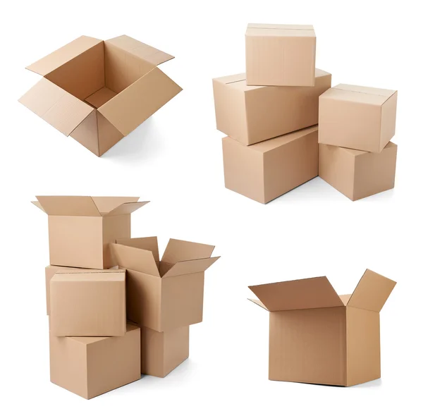 Kartonnen doos pakket bewegende vervoer levering — Stockfoto