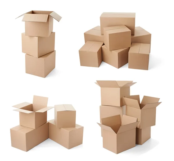 Cardboard box package moving transportation delivery — Stock Photo, Image