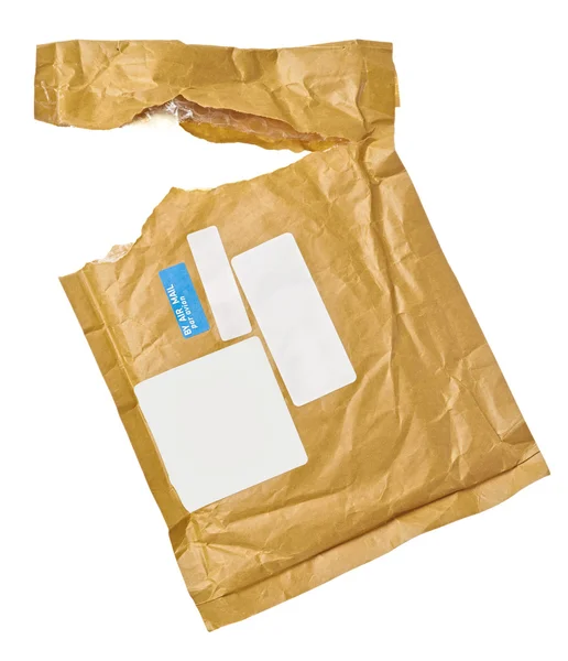 Caixa de envelope pacote de correio usado postal aberto — Fotografia de Stock