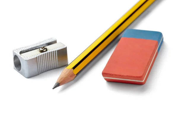 Pencil eraser sharpener school education — Stock Photo, Image