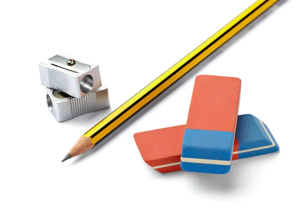 Pencil eraser sharpener school education — Stock Photo, Image