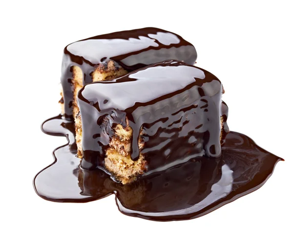 Σοκολάτα σιρόπι και τούρτα γλυκό επιδόρπιο τροφίμων — Φωτογραφία Αρχείου