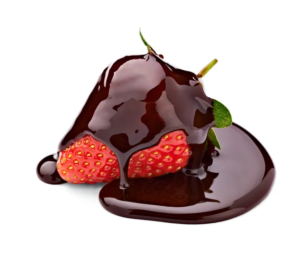 Chokladdessert strawberry candy mat — Stockfoto