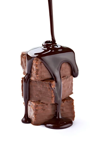 Cioccolato sciroppo e torta dolce dessert cibo — Foto Stock