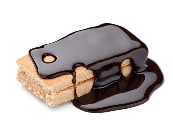 Chocolate syrup and cake sweet dessert food — Stock Photo, Image