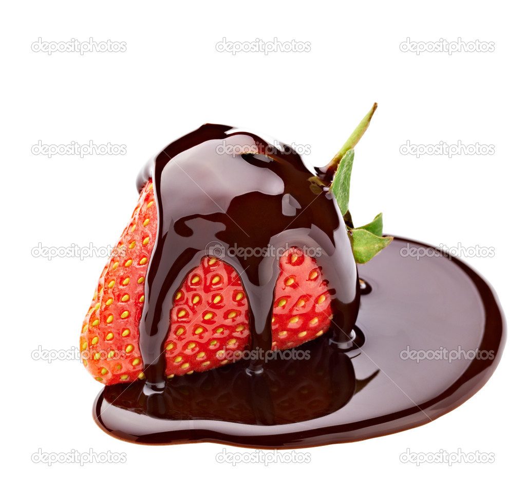 Çikolatalı çilekli tatlı şeker yemek — Stok Foto © PicsFive 28951877