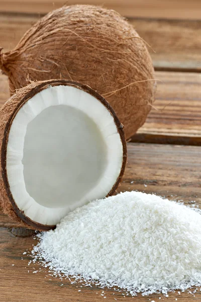 Coco tierra copos secos fruta alimentos — Foto de Stock