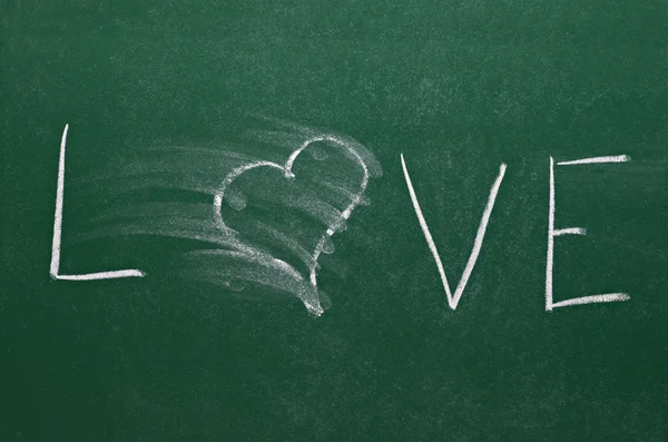 Smudge erased heart on chalkboard — Stock Photo, Image