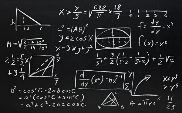 Close up of math formulas on a blackboard — Stock Photo, Image