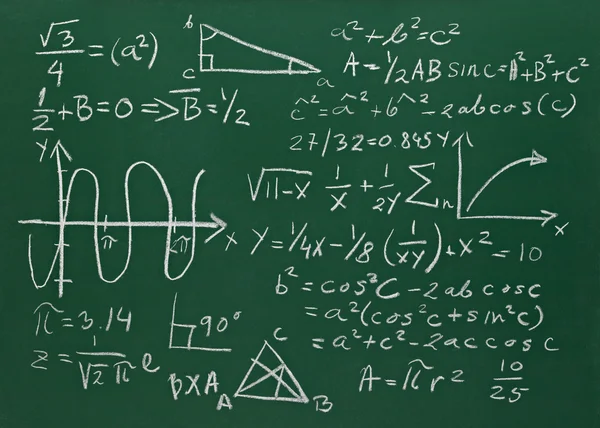 Gros plan des formules mathématiques sur un tableau noir — Photo