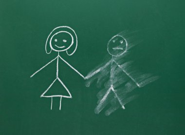 Couple drawing on chalk board clipart