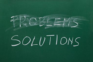 Problems and solutions words on chalk board clipart