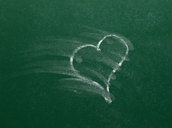 Smudge erased heart on chalkboard — Stock Photo, Image