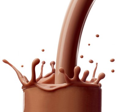 Çikolatalı süt, içecek süt damlası.