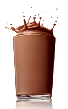Çikolatalı süt. Su sıçratan bardak pipet.