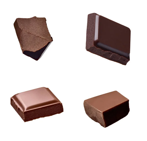 Trozo de chocolate dulce comida postre caída — Foto de Stock