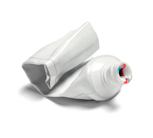 Pasta de dentes higiene tubo branco usado vazio — Fotografia de Stock